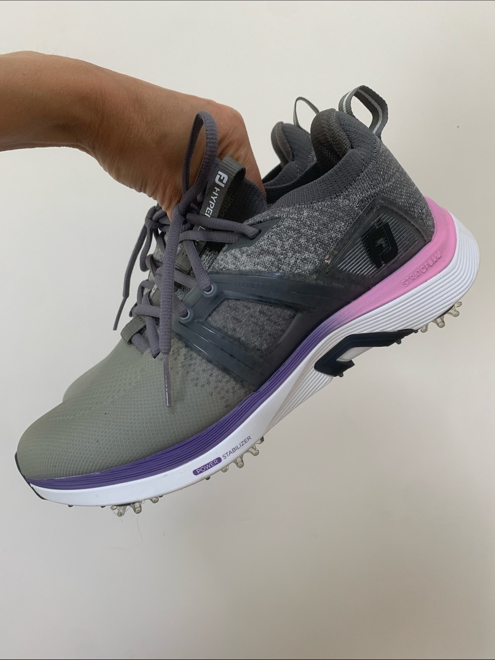 FootJoy Women's HyperFlex 98168 Medium Golf Shoes Gray/Pink Waterproof - Size 9 - Picture 2 of 7